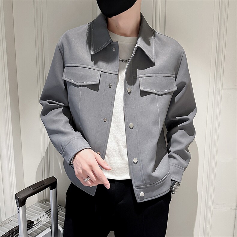 秋季2024轻熟抖音小伙明线纯色休闲夹克店主风A236-JK5030-P115,男装夹克,电商A236