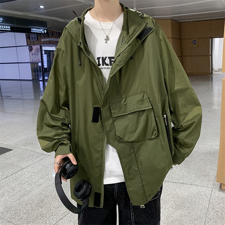 工装防晒服连帽外套男夏季薄款美式户外宽松休闲速干衣F0707-P48,男装夹克,星座308B-2