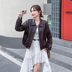 春季新款大货2026韩系复古皮衣外套女机车服M2605P160K258，女装短外套，2C268