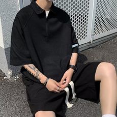 套装男韩版潮流POLO衫痞子帅2023夏季新款ins两件套短裤W5066-P50，男装休闲套装，星座412-2