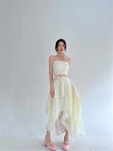 不规则针织抹胸上衣，抹胸，HE