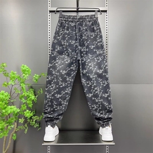 网络图现货  美式复古高街水洗做旧痞帅弯刀束脚牛仔裤J8025-P52图片
