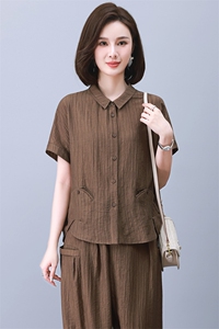 时尚天丝女夏季2025新款宽松洋气短袖衬衫中年妈妈休闲图片