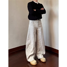 网图26春水洗做旧排扣手缝解构弯刀裤休闲裤CK872/特P58，男装休闲裤，电商B350