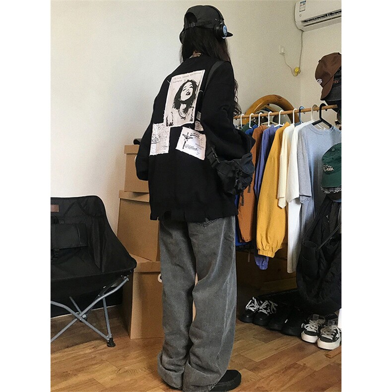 B318B-BB02-P45中性男装个性破洞贴布卫衣，女装卫衣/绒衫，电商B318B