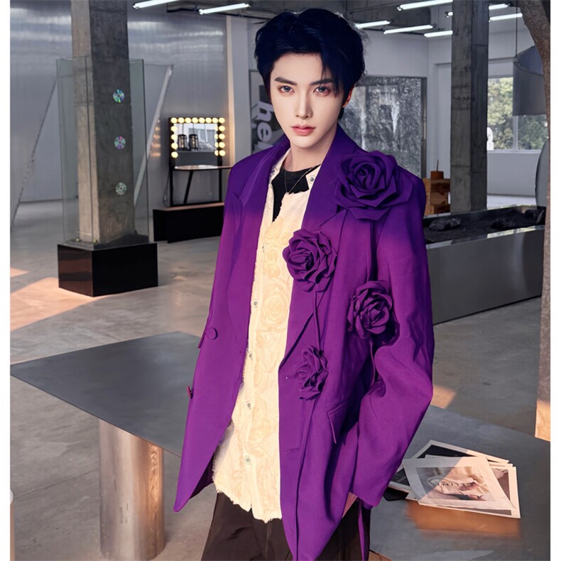 （图）立体花朵重工西装外套垫肩西服2818-P140,男装西服,星座910-5