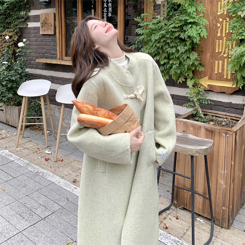 【大货已出】时尚韩版手工缝制双面羊毛大衣2C081-8092P285K428,女装毛呢外套,2C081