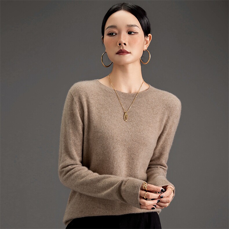 2025年秋季宽松型通勤套头单件长袖圆领时尚百搭,女装羊绒衫,鑫萬耀羊绒