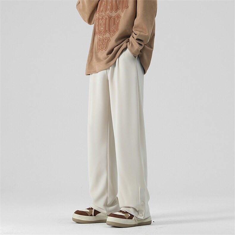 GENIOLAMODE冰丝速干美式运动宽松直筒裤子男士夏季薄款休闲阔腿，男装西裤，电商A309