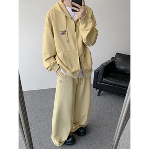 麂皮绒连帽卫衣运动套装男校园风运动服两件套学生班服TZ115-P128图片