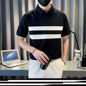 现货2025夏季新款社会小伙拼色polo衫男短袖T恤TX07P55控78图片