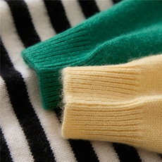 2025年新款百搭女士斑马条纹撞色圆领长袖羊绒衫，童装儿童羊绒衫，轩曦羊绒