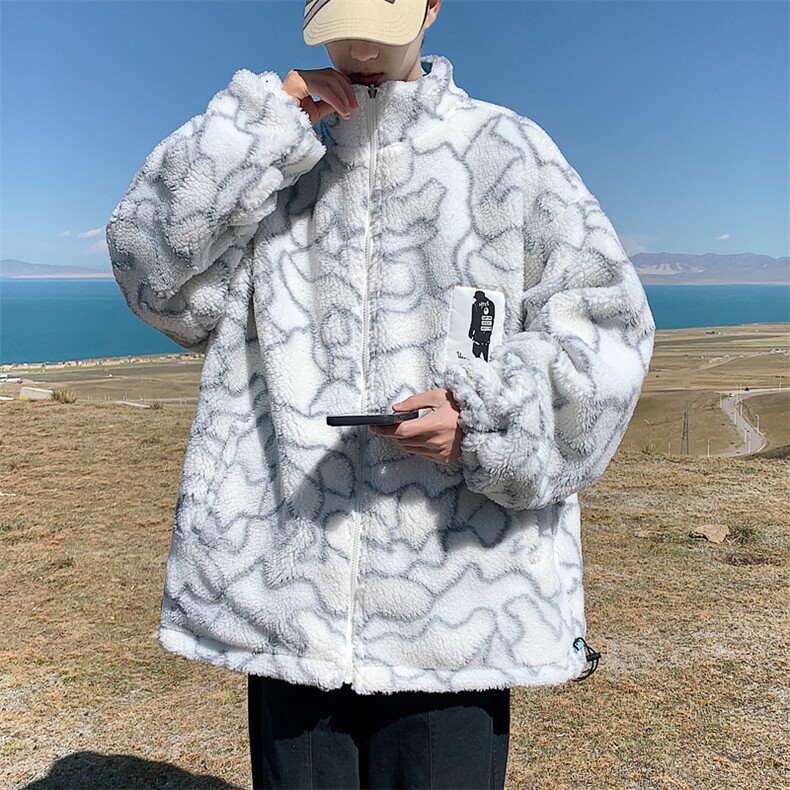 两面穿立领外套男春装宽松加厚棉服休闲羊羔毛棉衣YG01-P95限128,男装夹克,电商B370
