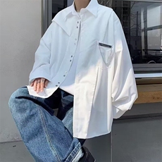 小众设计衬衫男生长袖宽松春秋季链条装饰休闲情侣衬衣insCS35，男装衬衫，星座1116A-1（原606A）