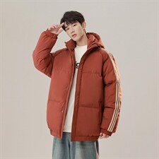 冬季港风三条杠撞色连帽棉衣加绒加厚拼色加厚棉衣外套MY6088P90，男装棉衣，电商A128