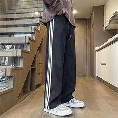 三条杠秋季休闲裤灯芯绒宽松直筒长裤子潮青年男装A266-KZ916-P50，男装休闲裤，电商A266