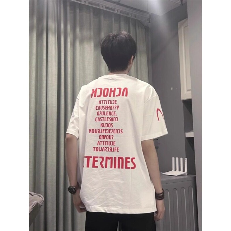 纯棉重磅五分袖小众潮牌美式夏季纯棉男士情侣半袖短袖百搭T恤潮,男装T恤,星座506A