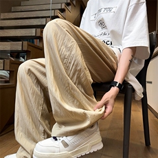 10山本裤男潮薄款冰丝阔腿裤垂感宽松拖地裤XZ211-1-K2419-P40，男装休闲裤，星座211-1