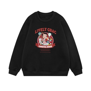 白底 新款秋季时尚潮流卡通印花圆领套头情侣卫衣W1031P30控48图片