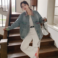 美式复古牛仔外套女2025春季新款盐系宽松小个子休闲渐变夹克上衣，女装短外套，浙宝305
