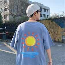 ！2021夏季新款纯棉男士短袖T恤宽松学生半袖体恤衫T2151P28，男装T恤，电商B220