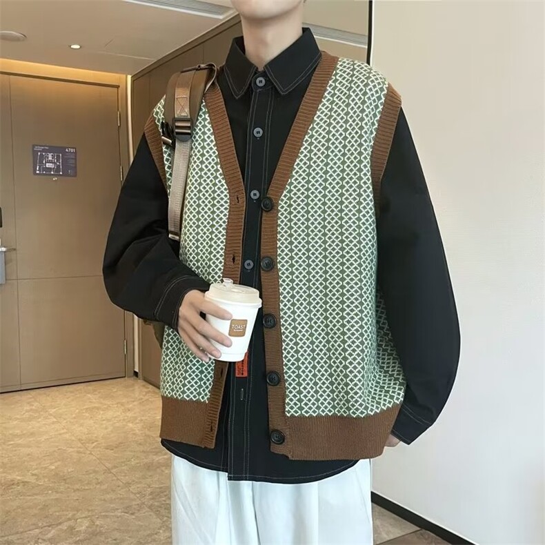 原宿秋季纯色马甲男百搭潮新款开衫毛衣马甲MJ09P38，男装背心/马甲，星座1116-2