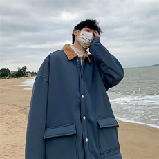 港风潮流复古保暖上衣服羊羔毛外套男秋冬季潮宽松翻领棉衣M8999，男装夹克，星座1116A-1（原606A）
