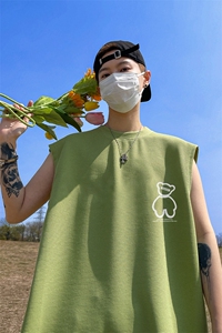 华夫格运动背心男夏季坎肩健身无袖马甲美式港风网红宽肩短袖潮牌图片