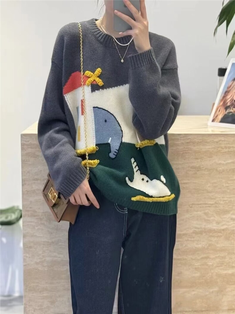 新款宽松外穿甜美日系小个子针织羊毛上衣,针织衫/毛衣,更慕羊绒