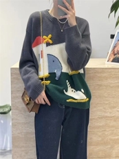 新款宽松外穿甜美日系小个子针织羊毛上衣，女装针织衫/毛衣，更慕羊绒