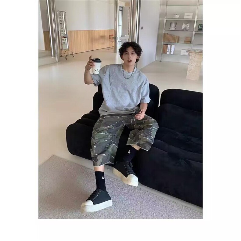 短袖男春夏季新款简约宽松套头休闲美式潮字母印花圆领T恤痞帅,男装T恤,星座506A