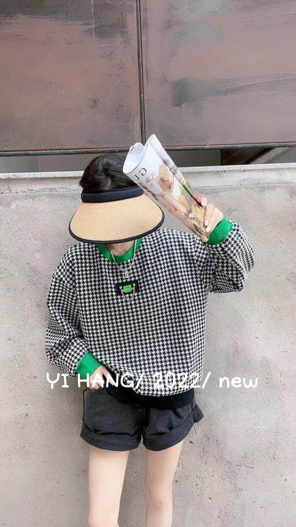 千鸟格复合卫衣，女装卫衣/绒衫，一杭