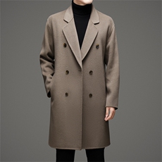 男装毛呢大衣FF8503主推长款双面羊毛呢大衣双排扣外套，男装毛呢大衣，钱塘207-1