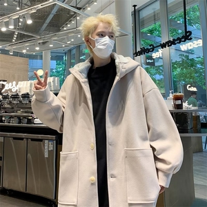 毛呢羊羔绒男士韩版潮流风衣 QJ51 P85图片