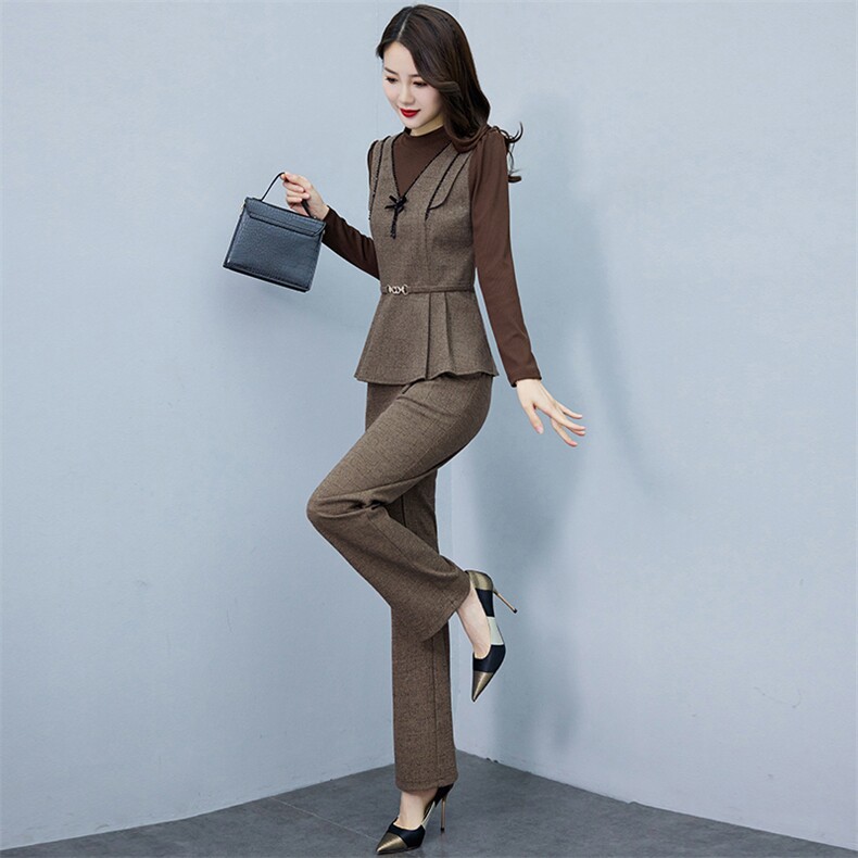 现货-新品】时尚洋气两件套2024年春装新款显瘦阔太太女士套装,女装套装/套裙,仁梯