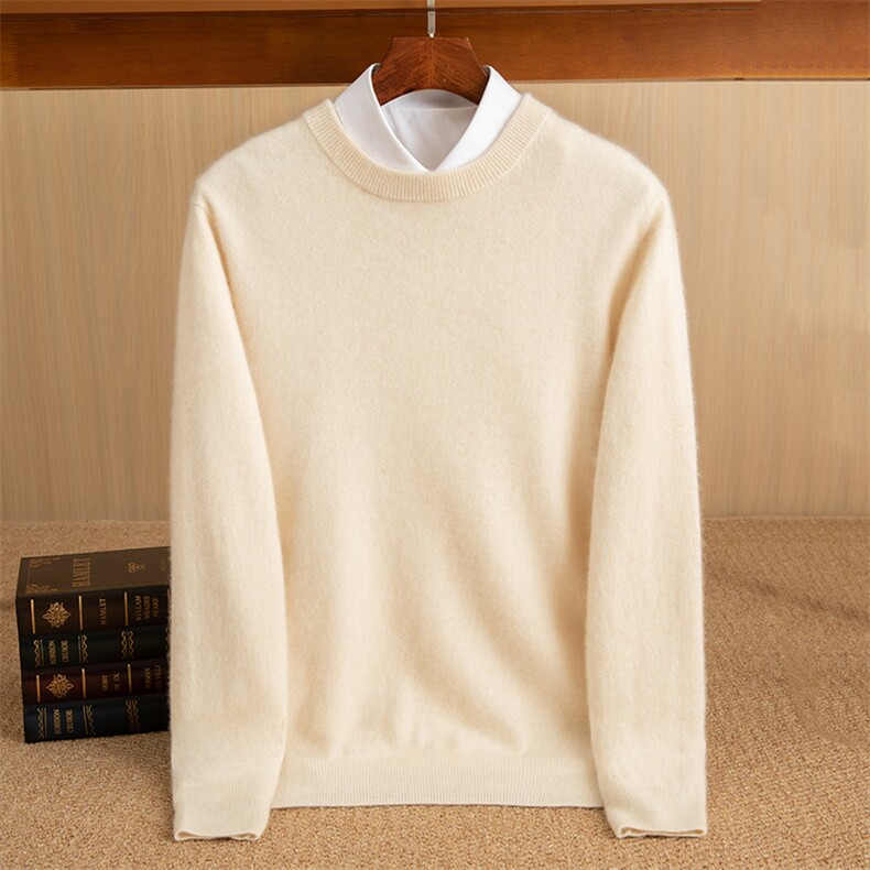 秋冬季35%休闲基础款12针男士圆领衫男装，男装羊绒套衫，佑昭祥羊绒