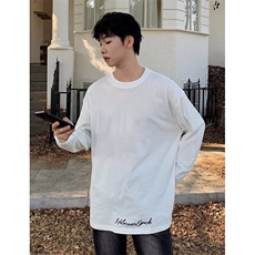 美式潮牌纯色长袖T男宽松百搭休闲圆领小众打底衫TM19，男装T恤，星座1116A（原606A-3）