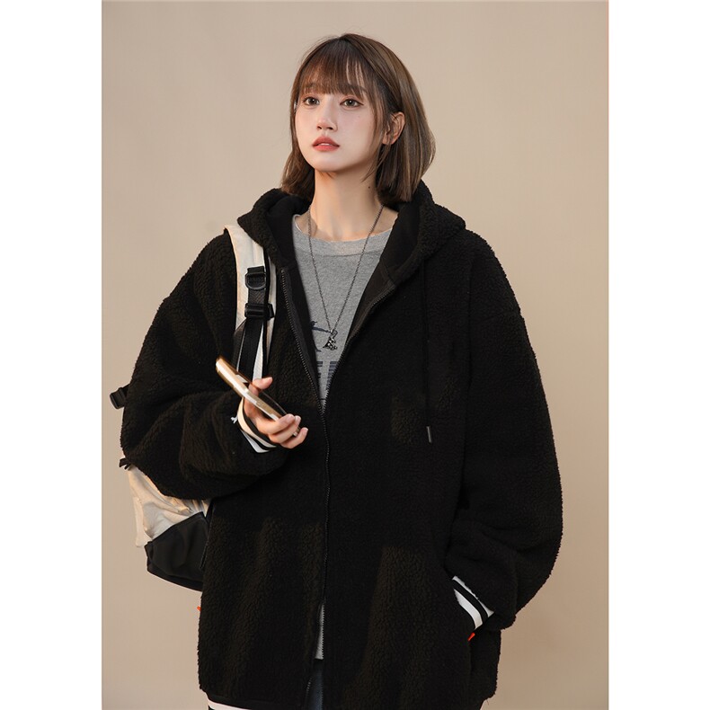 2025冬季休闲纯色羊羔毛开衫连帽外套棉服M2068/P88控128-100涤,男装棉衣,电商A148-1