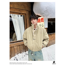 美式解构缉明线立领工装夹克秋冬款加绒加厚廓形棉服男女，男装夹克，四季星座505