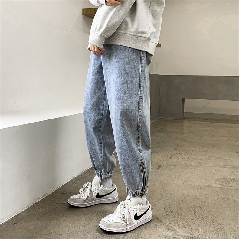 港风牛仔裤男潮牌宽松痞帅春夏季潮流复古学生百搭束脚裤NK81-p45,男装牛仔裤,星座224-1