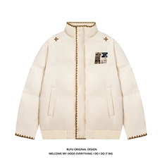 W10707-P88网图现货BUFU潮牌民族风棉服冬季情侣刺绣棉衣外套，男装民族服装，星座1608
