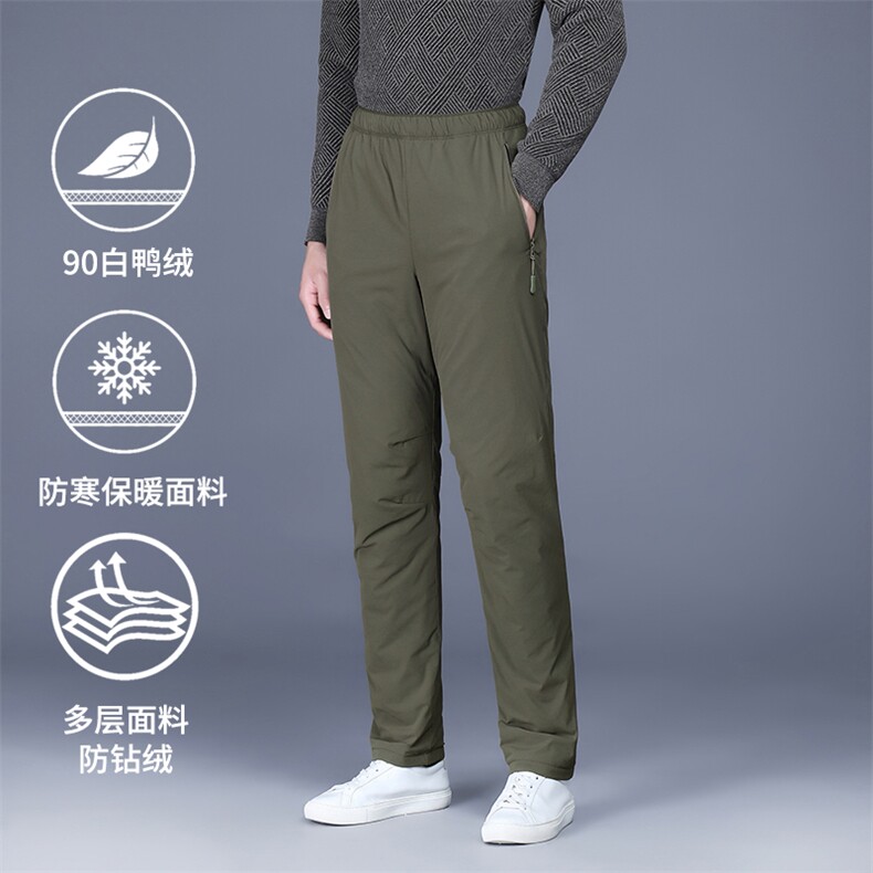 冬季标羽绒裤休闲松紧腰保暖直筒三防户外运动加厚卫裤长裤男装，男装棉裤，钱塘6003（原4033）