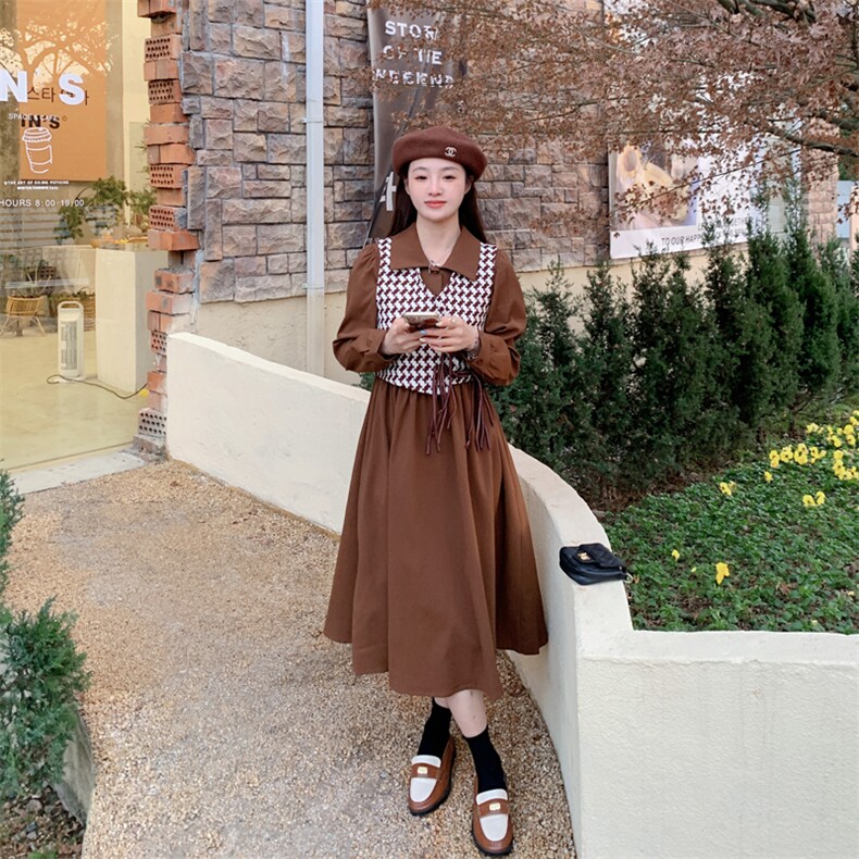 23年新款两件套格子连衣裙，女装连衣裙，菡迪欧娜