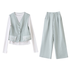 短裤套装女夏2025新款小个子韩系穿搭时尚蕾丝花边洋气休闲三件套，女装套装/套裙，玖莱伊