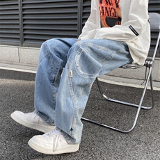 美式复古牛仔裤男百搭宽松直筒阔腿裤ins潮牌痞帅长裤K7464-P46，男装牛仔裤，星座512-3