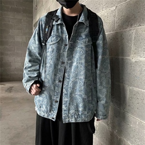 印花牛仔外套男潮牌欧美街头夹克潮流ins宽松港风情侣款jk03-p75图片