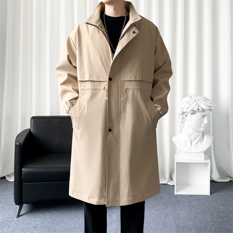 原创精品大货】风衣男大衣男中长款爆景模特卡其F222-P105-控158,男装风衣,星座401