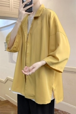 爆夏季主推纯色净版宽松男士4色短衬衫（大货主推）A071-C01-P35，男装衬衫，电商A071