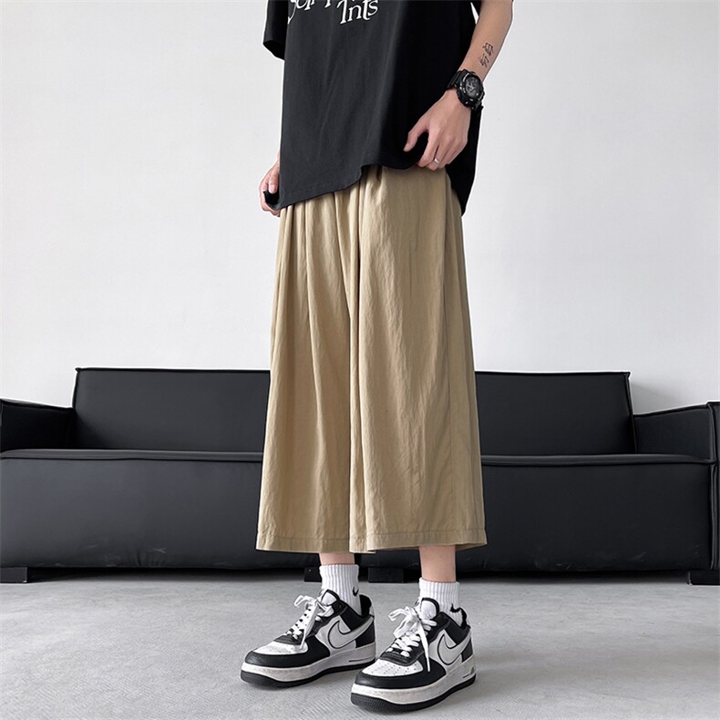 8XL-M特大码阔腿山本裤冰丝裤男薄七分裤褶皱慵懒凉凉裤K977P45,男装牛仔裤,电商D206-1
