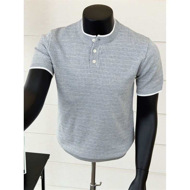 夏季针织衫短袖圆领T恤镂空肌理感K85004-P53，男装T恤，星座1012-1